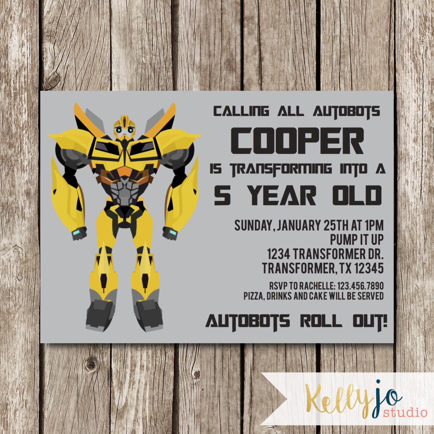 Transformers Birthday Invitations
 Bumblebee Transformers Birthday Invitation Transformers