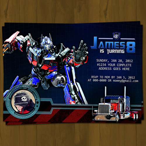Transformers Birthday Invitations
 Optimus Prime Transformers Birthday Invitation on Storenvy