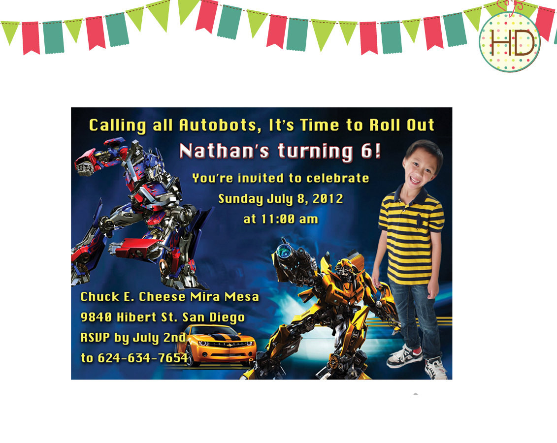 Transformers Birthday Invitations
 Transformers Invitation Transformer Birthday by HDInvitations