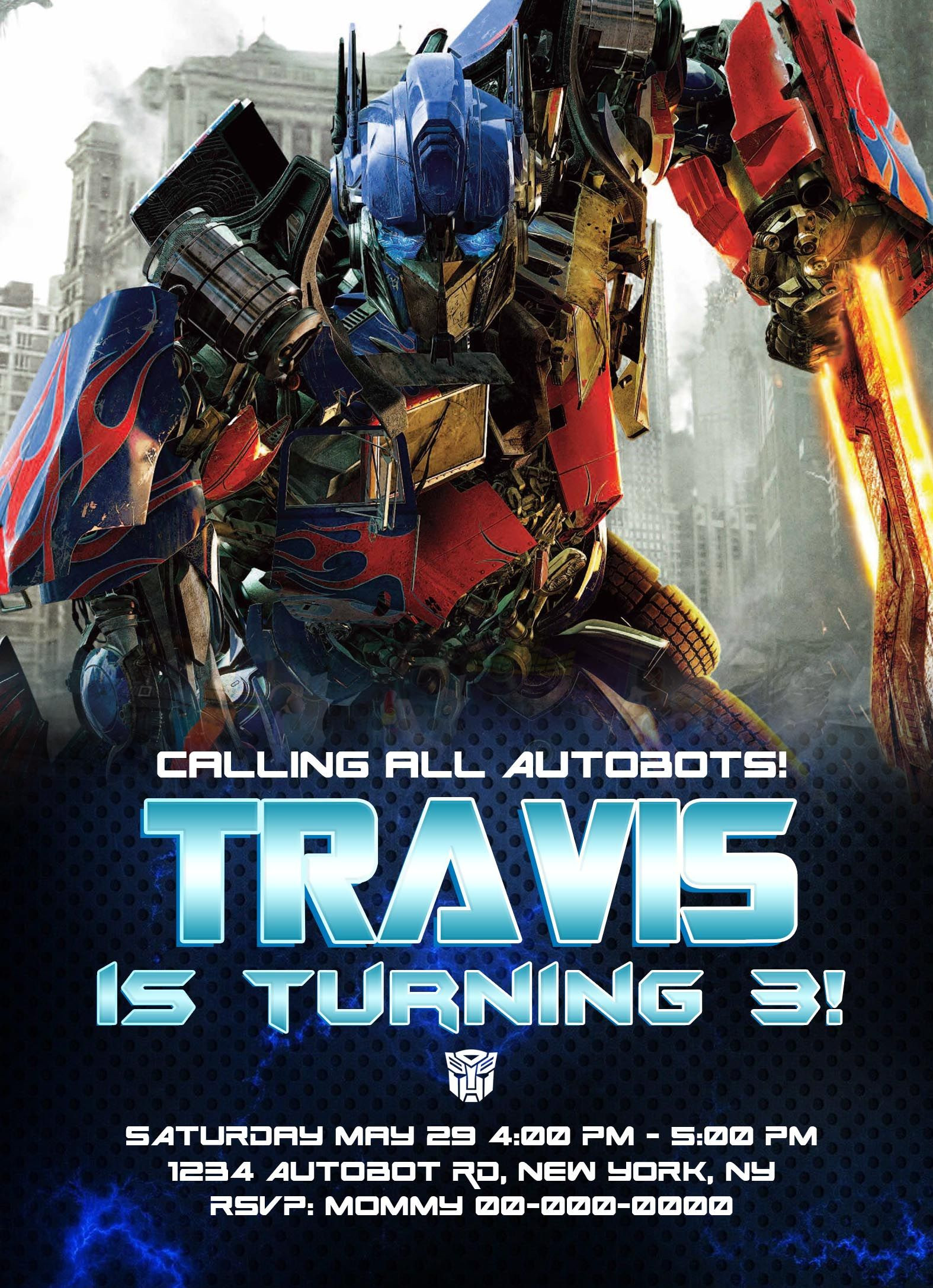 Transformers Birthday Invitations
 Transformers invitation With images