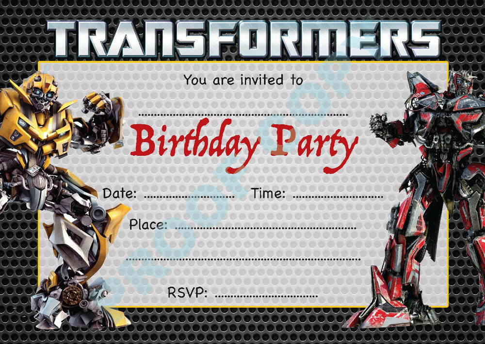 Transformers Birthday Invitations
 TRANSFORMERS megatron kids children birthday party