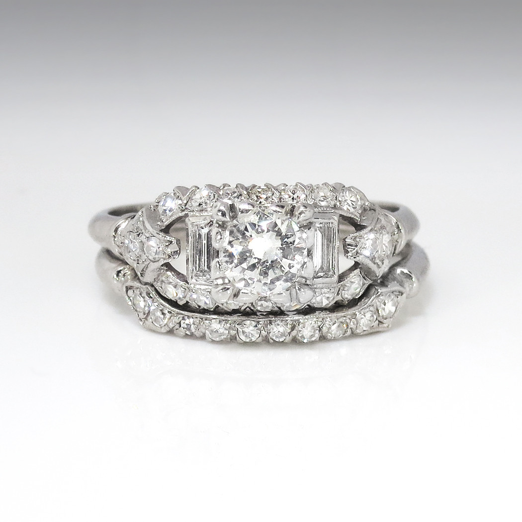 Vintage Wedding Ring Sets
 Vintage Art Deco 1930 s 81ct t w Rare Engagement Wedding