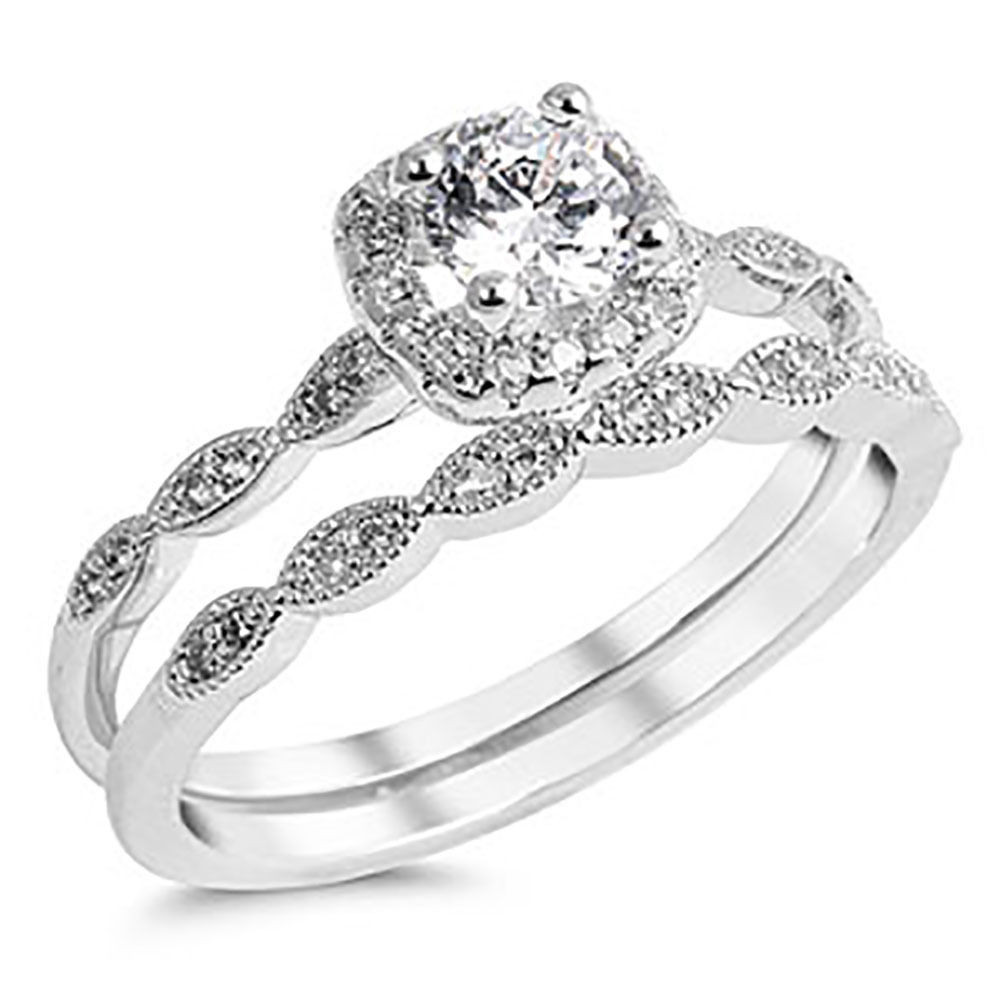 Vintage Wedding Ring Sets
 Sterling Silver 925 CZ Halo Vintage Style Engagement Ring