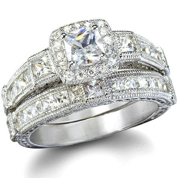 Vintage Wedding Ring Sets
 Antique Style Imitation Diamond Wedding Ring Set