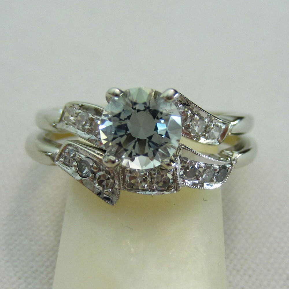 Vintage Wedding Ring Sets
 Vintage Aquamarine Diamond Wedding Set Engagement Ring and
