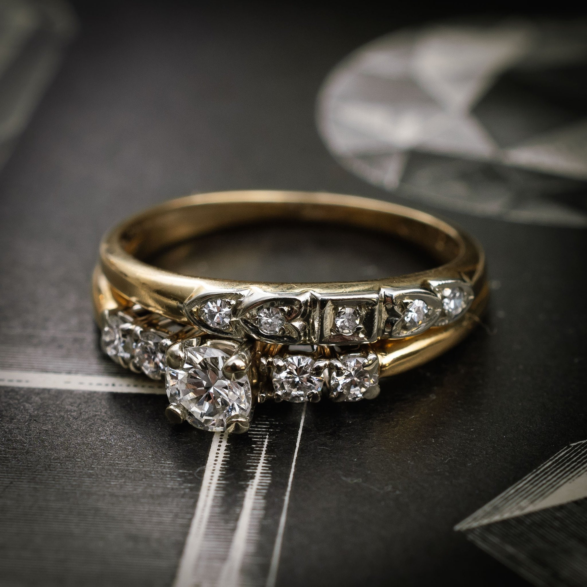 Vintage Wedding Ring Sets
 Vintage Diamond Engagement Ring Set – Fetheray