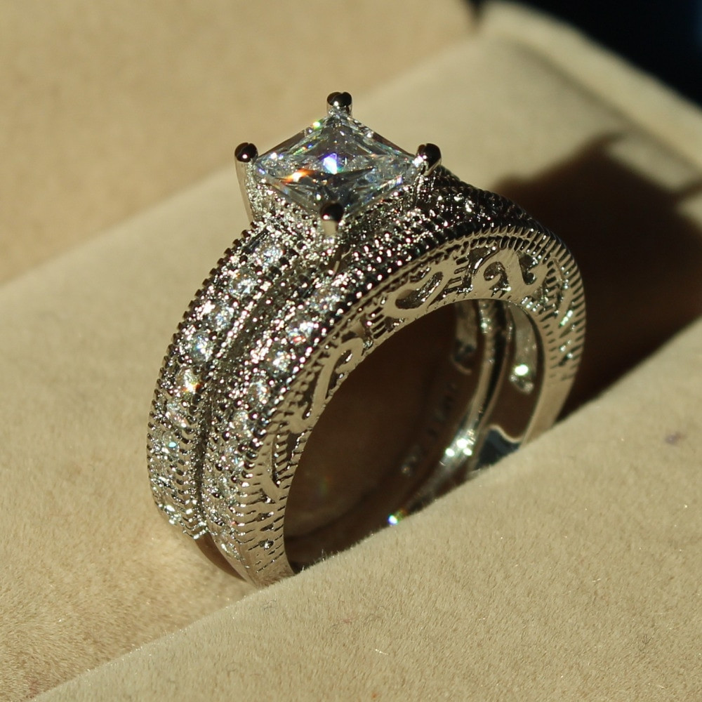 Vintage Wedding Ring Sets
 choucong Antique jewelry Stone 5A Zircon stone 10KT White