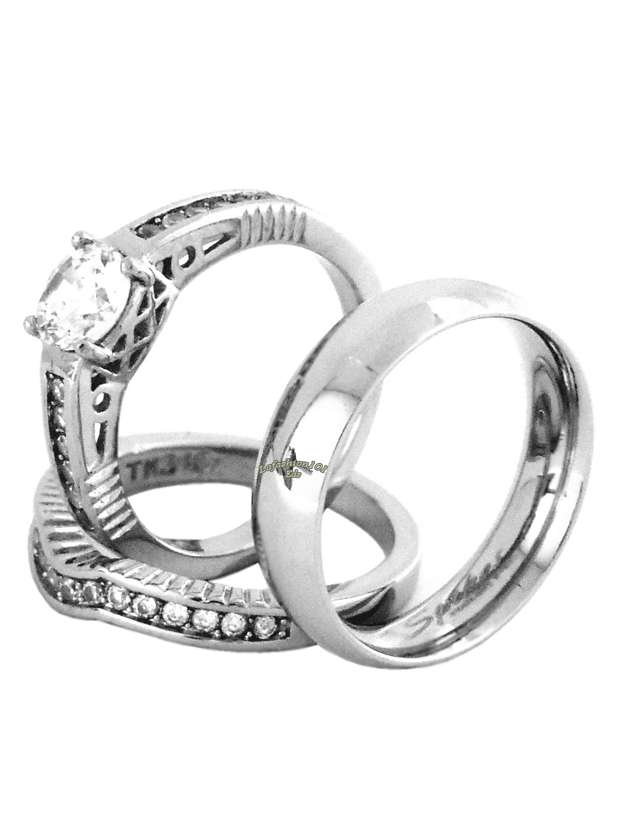 Wedding Band Sets Walmart
 His Hers Couple Lovers Stainless Steel Wedding Ring Set