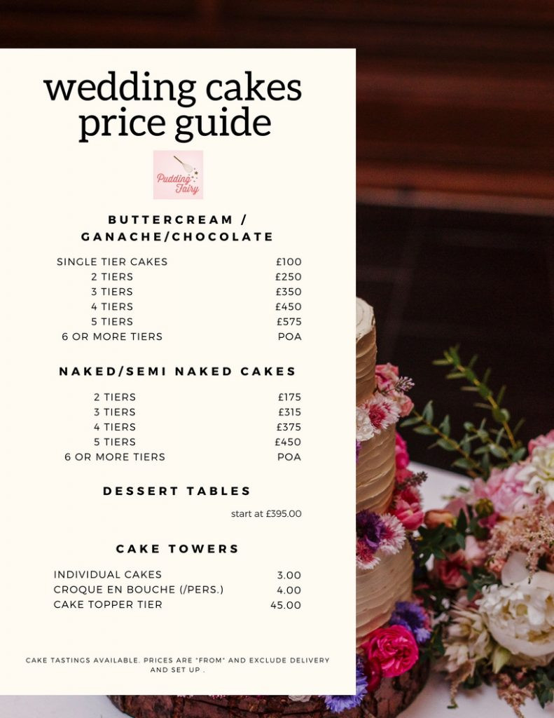 Wedding Cake Price
 How much is your wedding cake going to cost Pudding Fairy