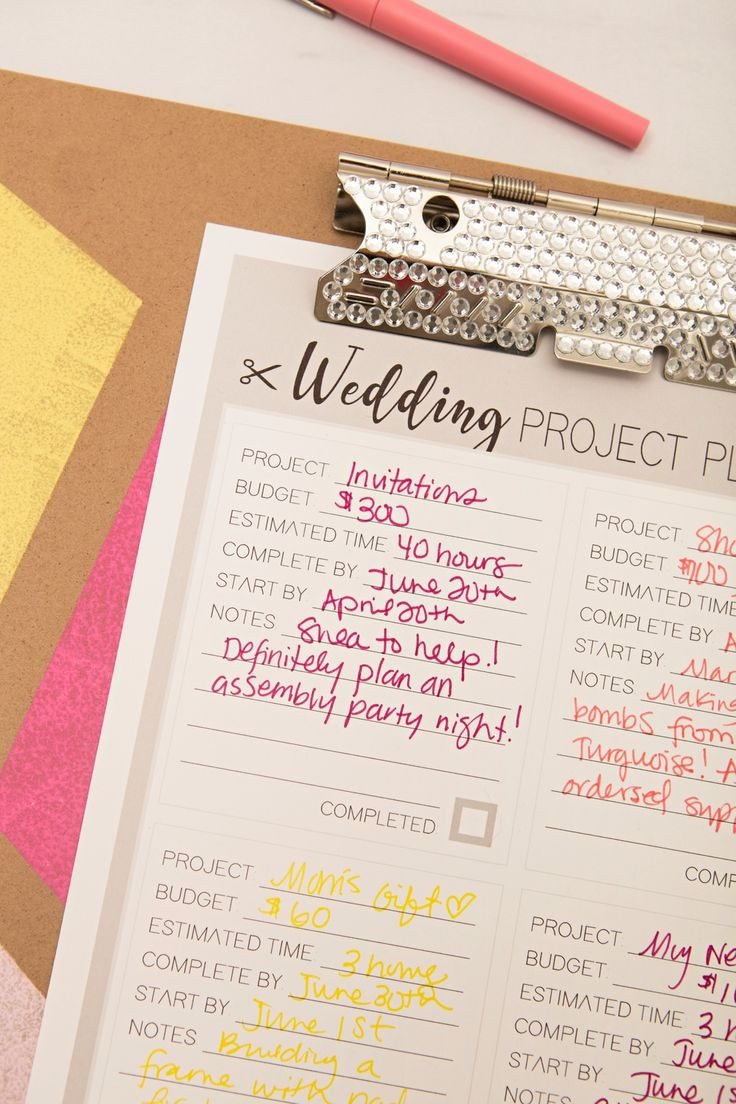 Wedding Planning DIY
 Print Out Out This DIY "Wedding Project Planner Sheet" For