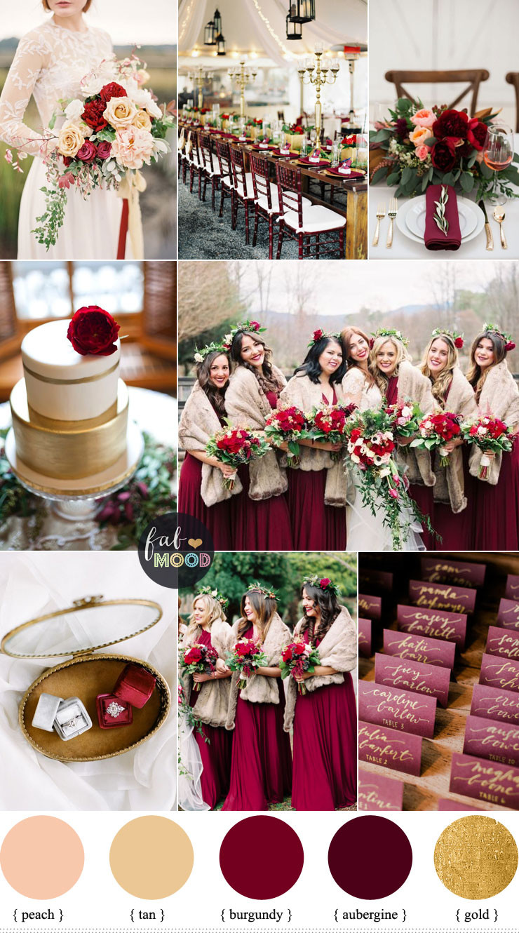 Wedding Theme Colors
 Aubergine and burgundy for Rustic Elegant Winter Wedding