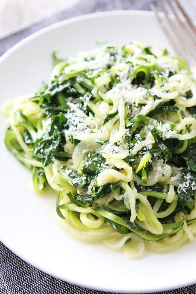Zucchini Noodles Recipes
 Spinach Parmesan Zucchini Noodles