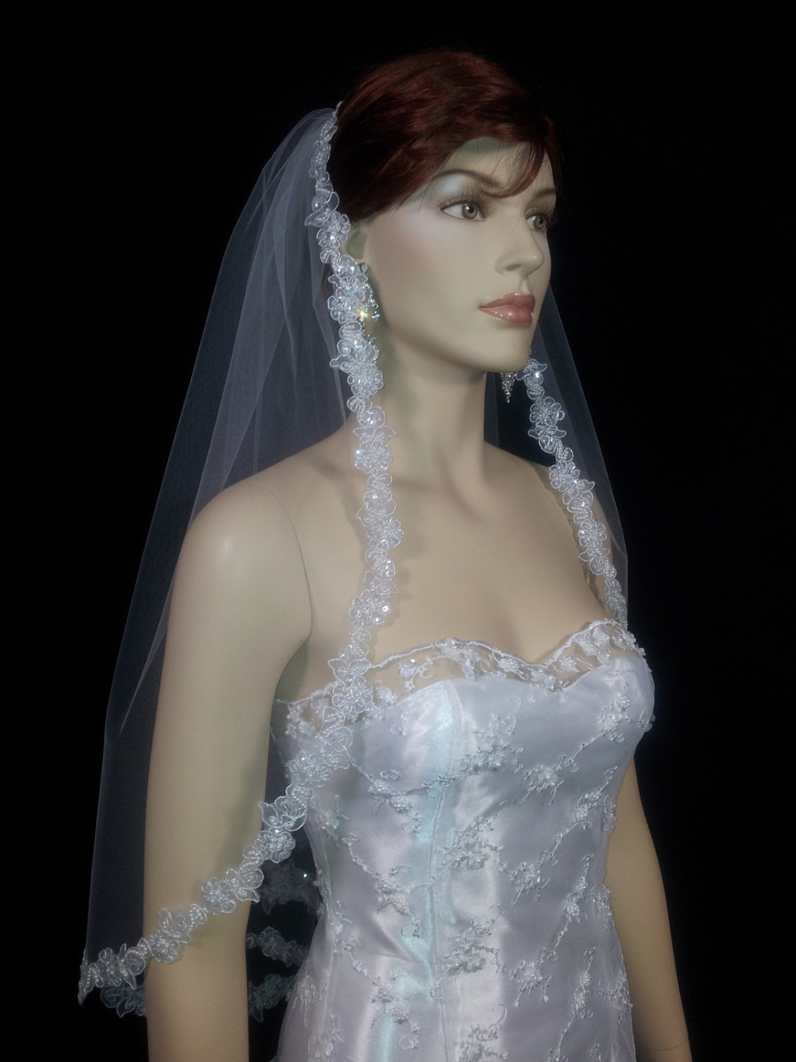 1 Tier Wedding Veil
 1 Tier White Ivory bridal Veil Veils Wedding Embellished