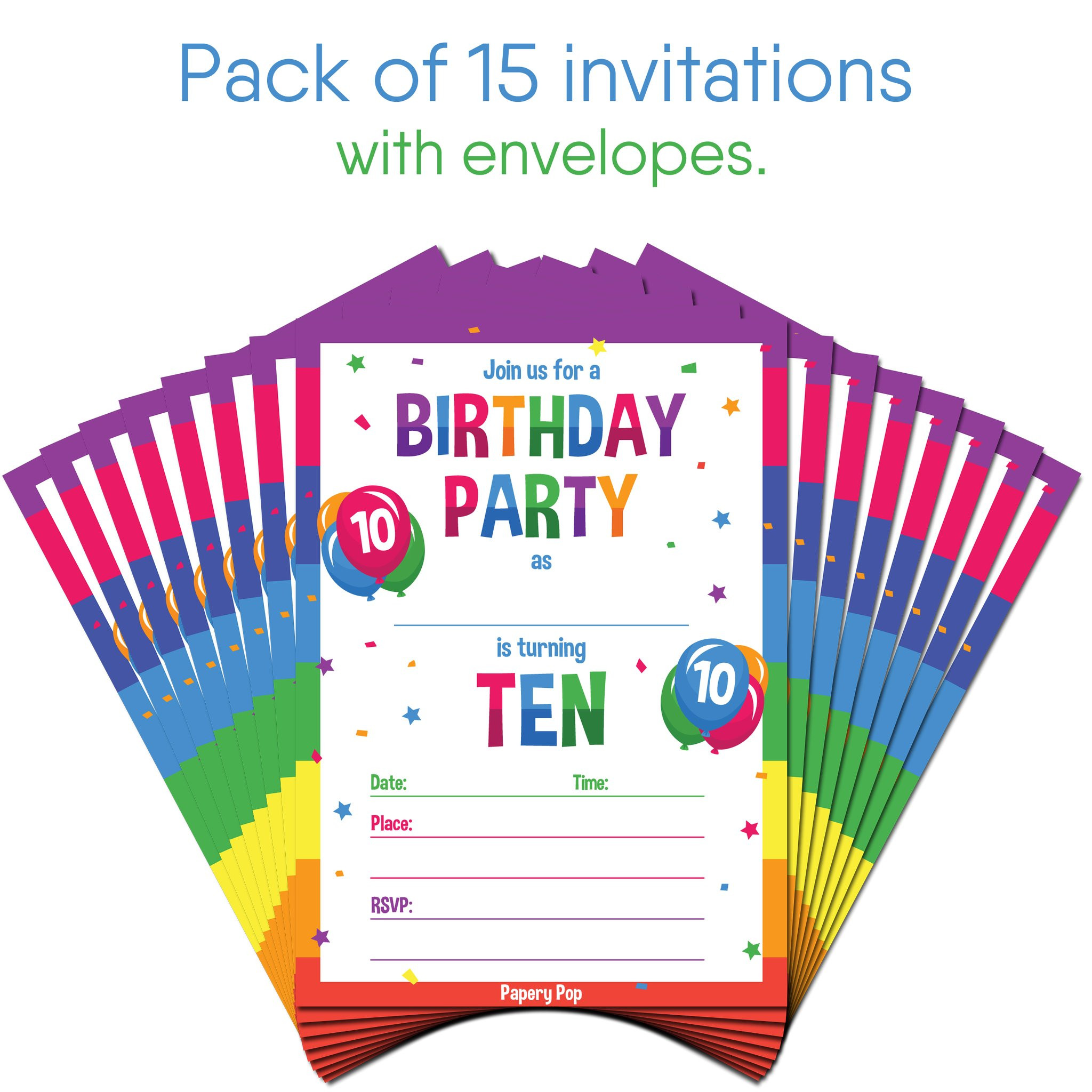 10 Year Boy Birthday Party Ideas
 10 Year Old Birthday Party Invitations with Envelopes 15