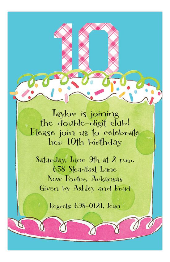 10th Birthday Invitations
 Girl Tenth Birthday Invitation