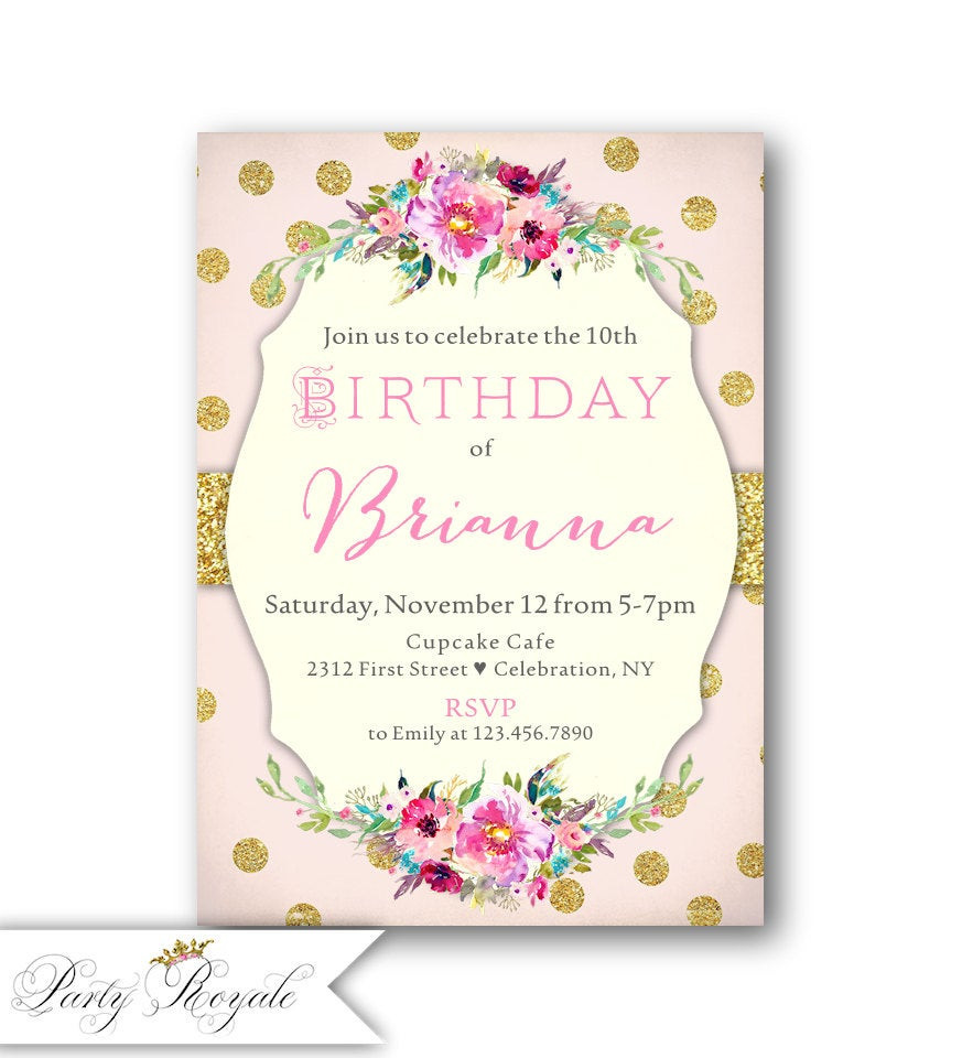 10th Birthday Invitations
 Girl s 10th Birthday Invitations kids Birthday Party