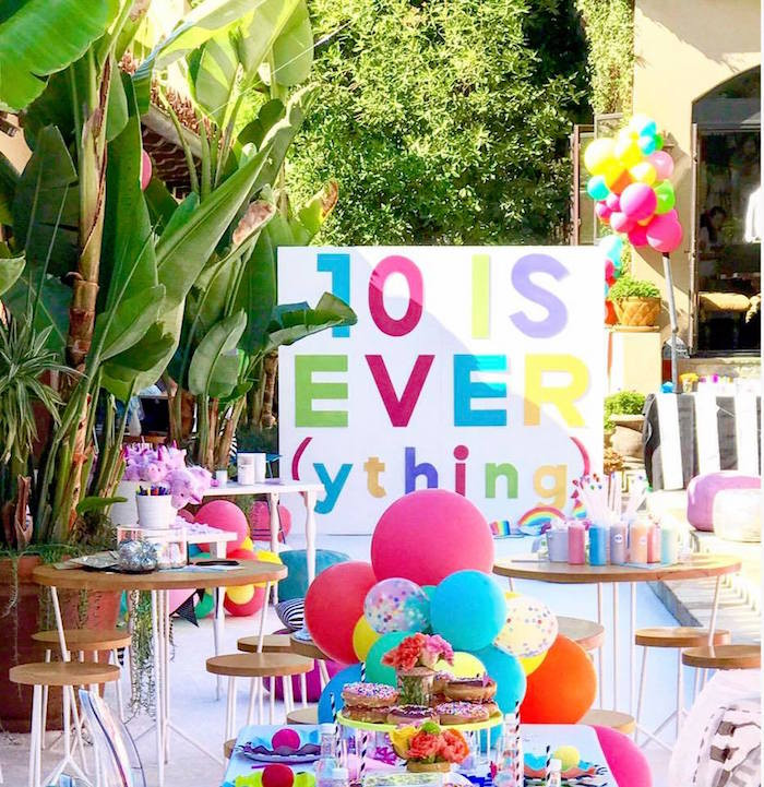 10Th Birthday Party Ideas
 Kara s Party Ideas Colorful Modern 10th Birthday Party