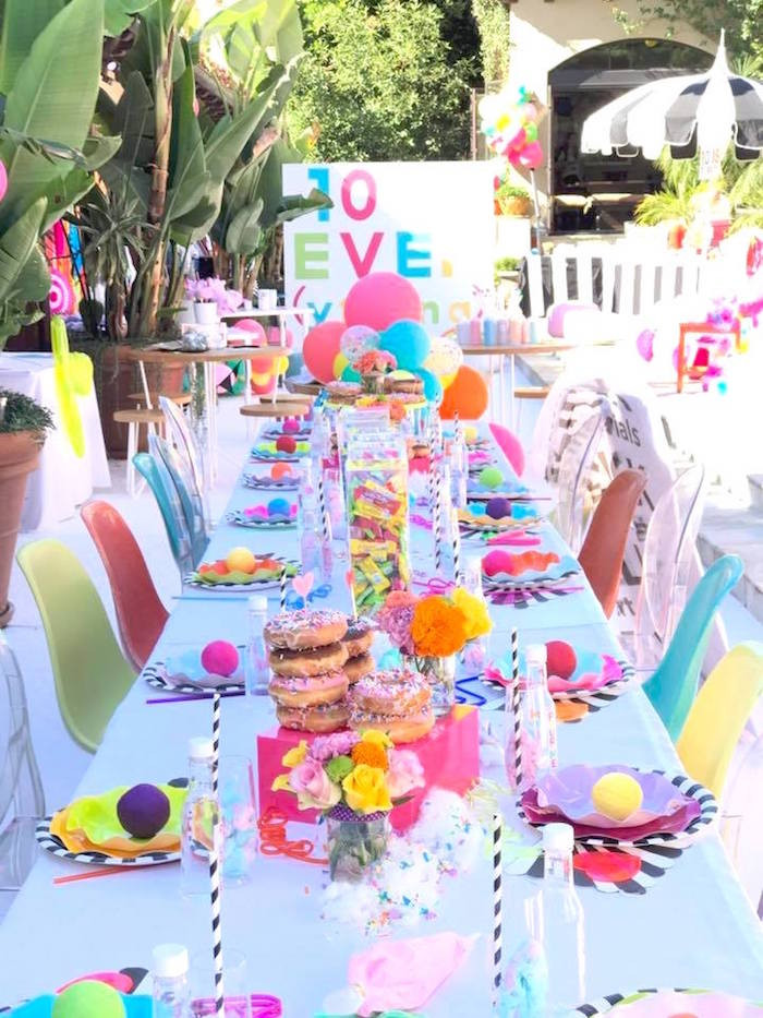 10Th Birthday Party Ideas
 Kara s Party Ideas Colorful Modern 10th Birthday Party