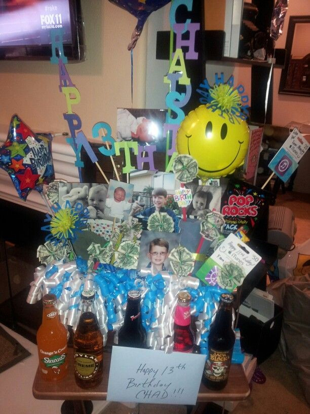 13 Birthday Gift Ideas
 Birthday basket for my 13 year old son o