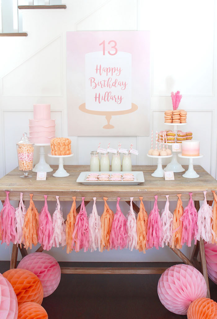 13 Birthday Party Ideas
 Kara s Party Ideas Peach and Pink Ombre Watercolor 13th