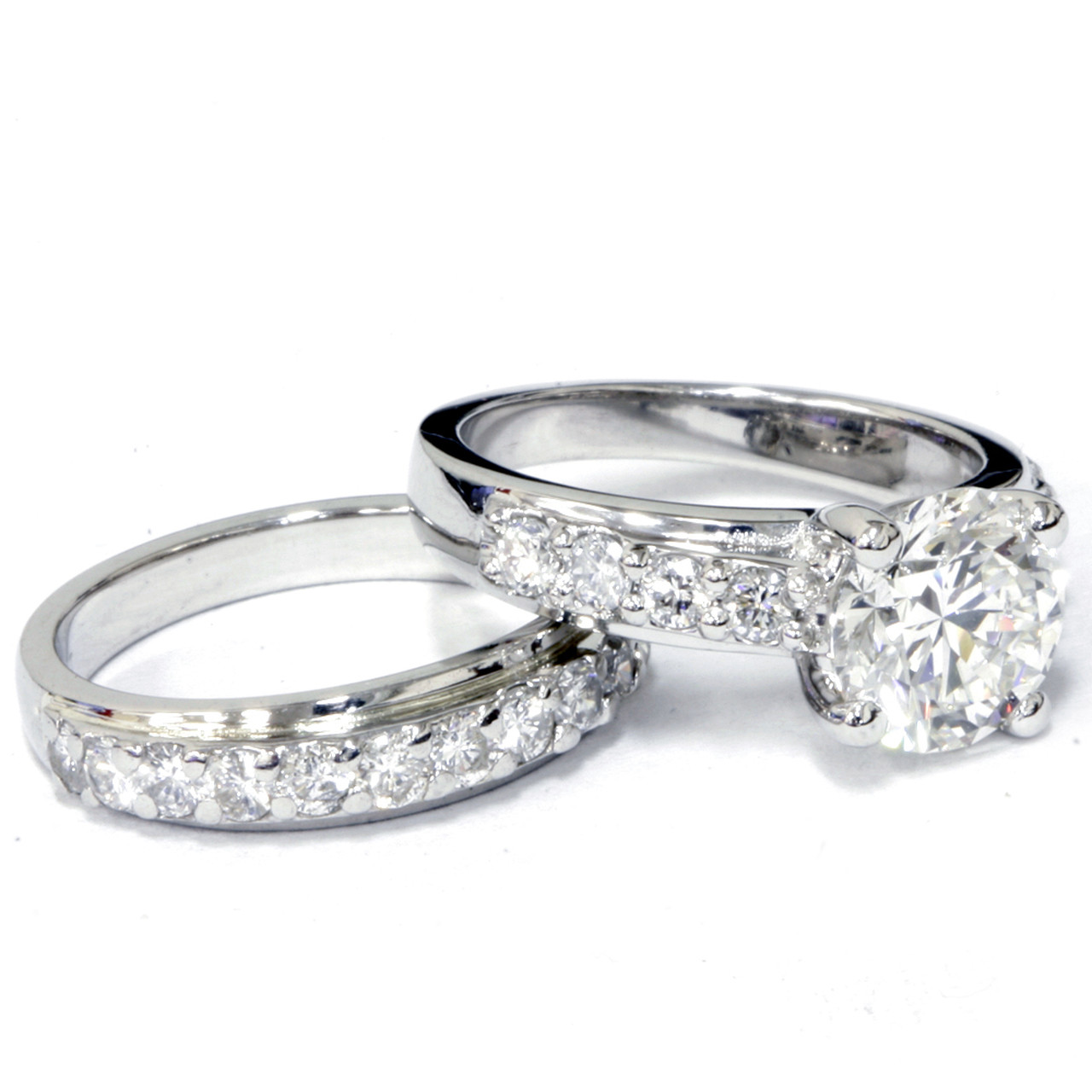 14k White Gold Wedding Ring Sets
 3ct Diamond Engagement Wedding Ring Set 14K White Gold