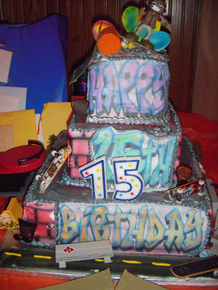 15Th Birthday Party Ideas For Boys
 Skate board cake for boys 15th birthday