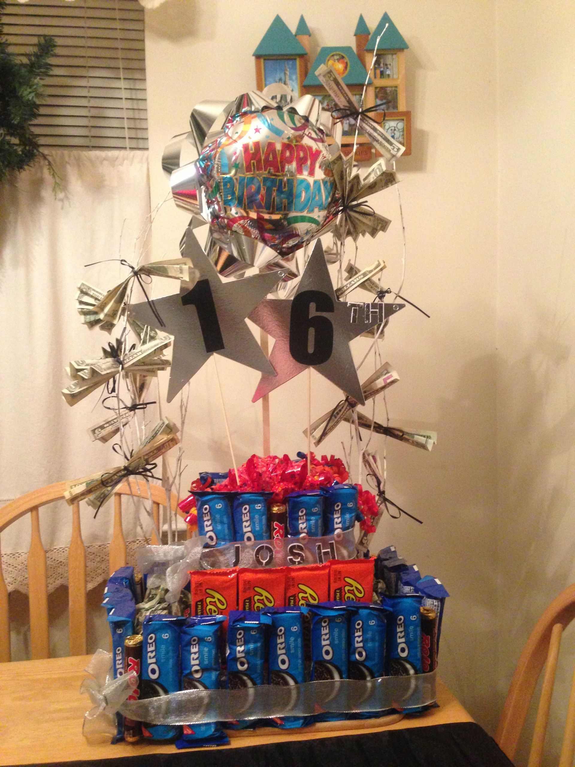 16 Birthday Party Ideas For Guys
 16 year old boy candy cake and money tree