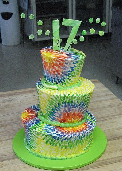 17Th Birthday Party Ideas For Guys
 Three tier topsy turvy colorful 17th birthday cake JPG