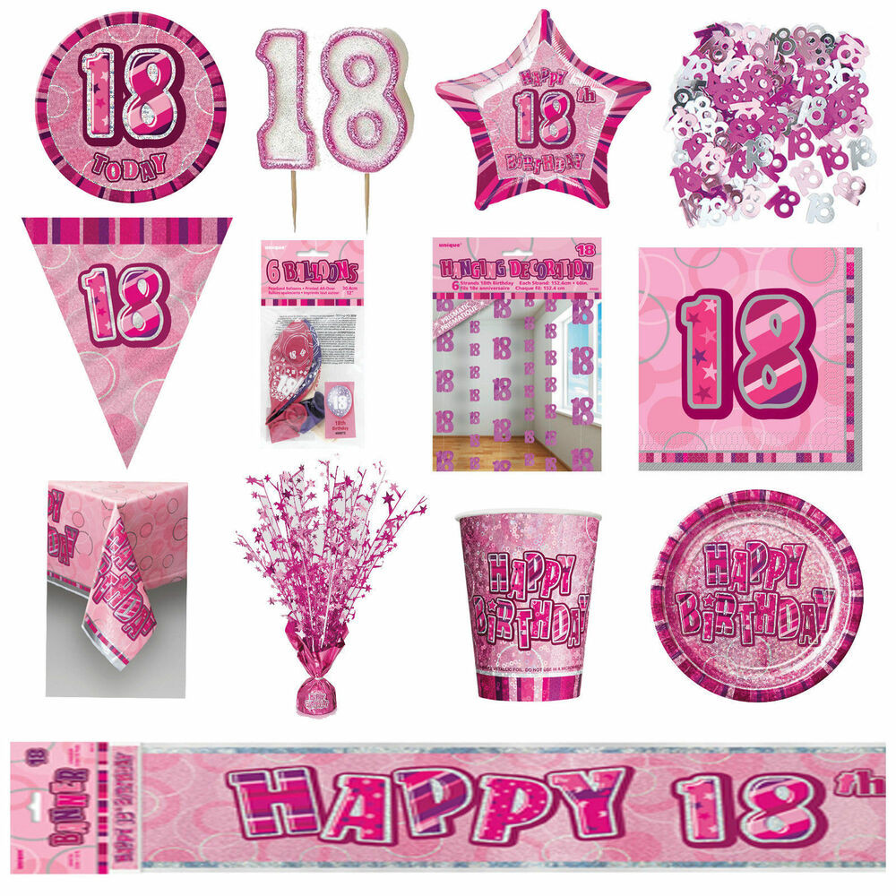 18 Birthday Decorations
 Glitz Pink 18th Birthday Party Tableware Decoration Plates