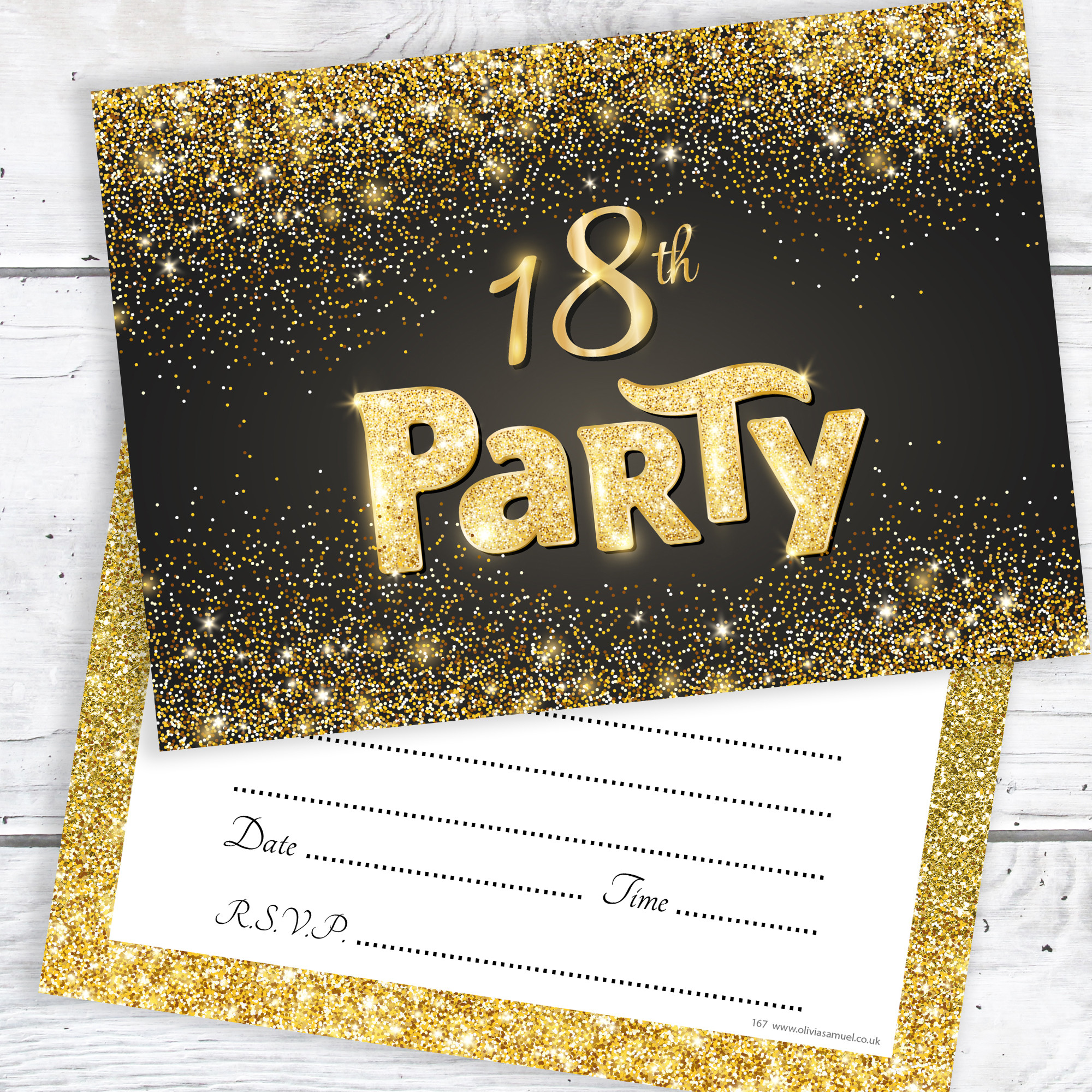 18 Birthday Invitation
 Black and Gold Effect 18th Birthday Party Invitations