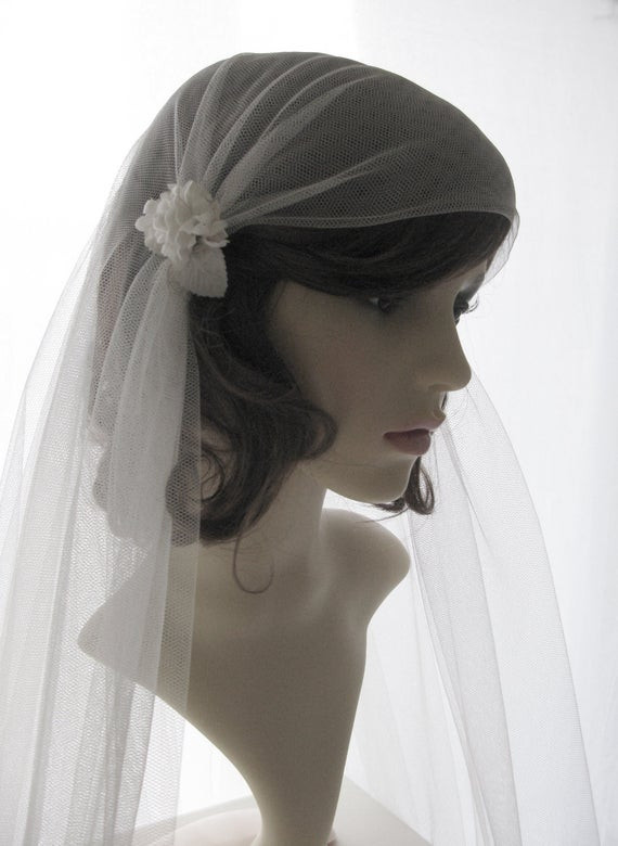 1920s Wedding Veils
 1920s style wedding veil couture bridal cap veil