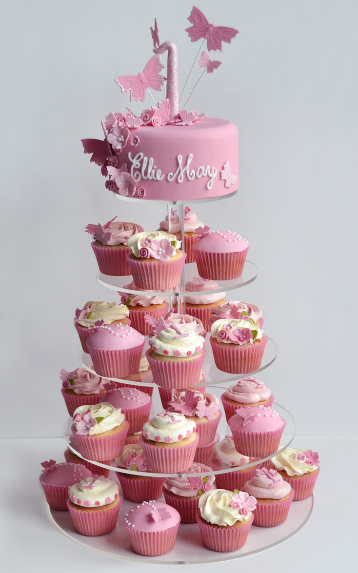 1st Birthday Cake Girl
 Girls 1st Birthday Cake Cupcake Tower Cakes For All