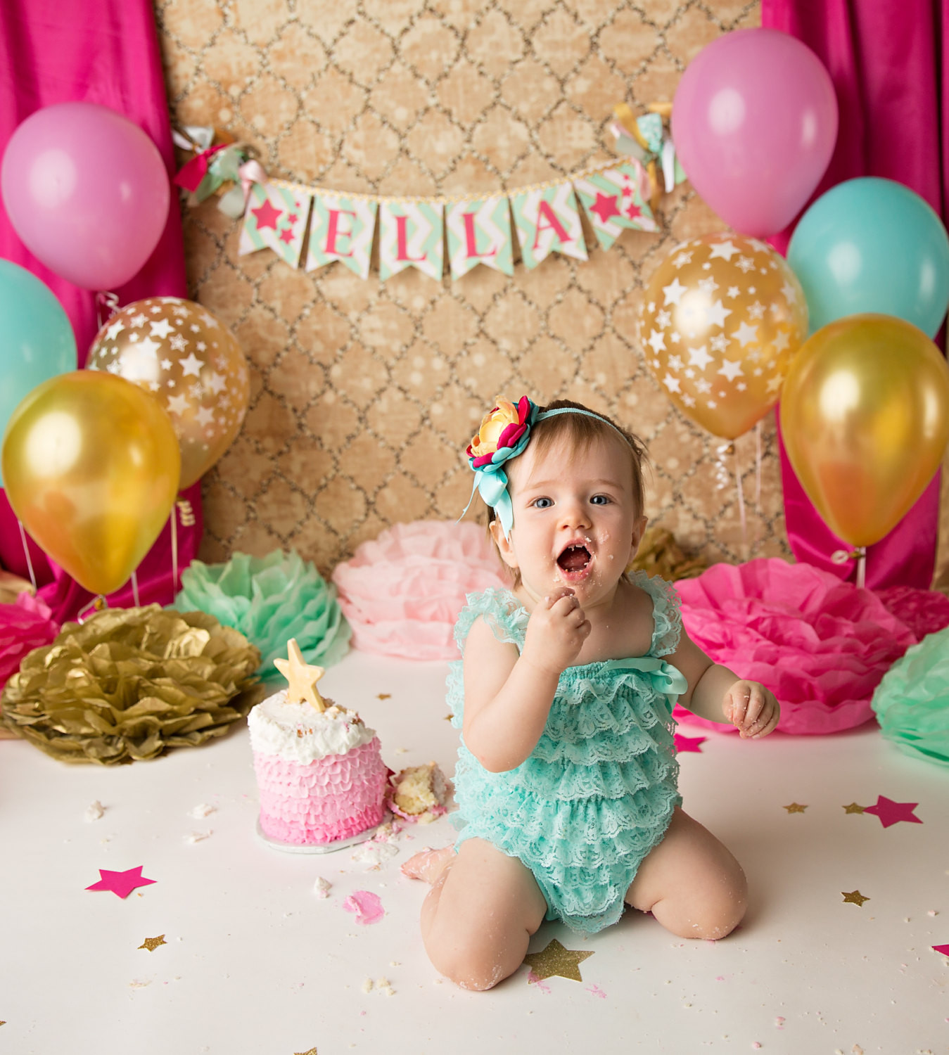 1st Birthday Cake Smash
 CAKE SMASH BANNER 1st birthday girl 1st birthday banner