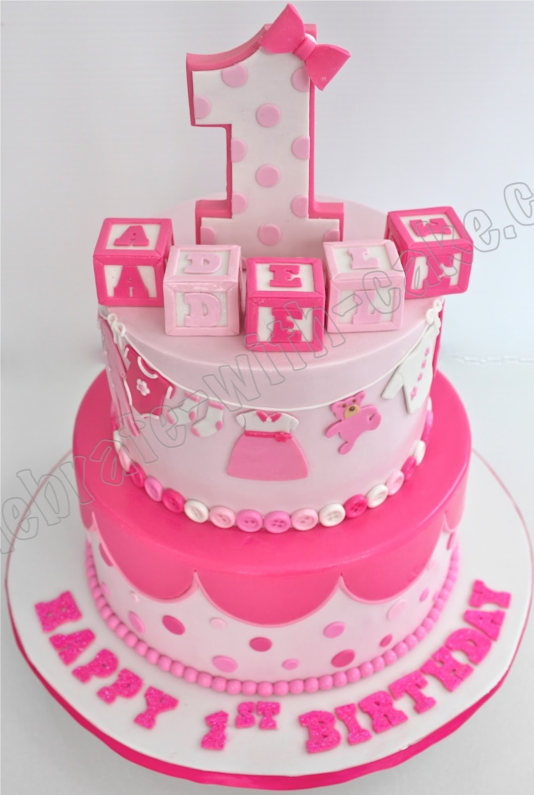 1st Birthday Cakes Girl
 Celebrate with Cake 1st Birthday Baby Girl Tier Cake