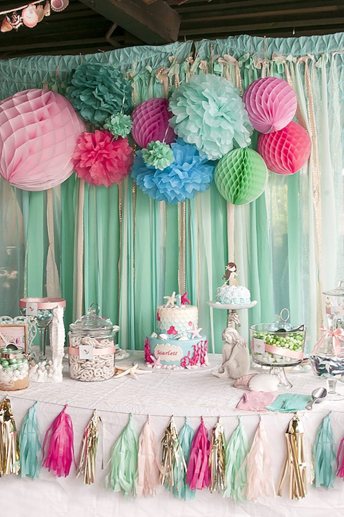 1st Birthday Decoration
 Kara s Party Ideas Littlest Mermaid 1st Birthday Party