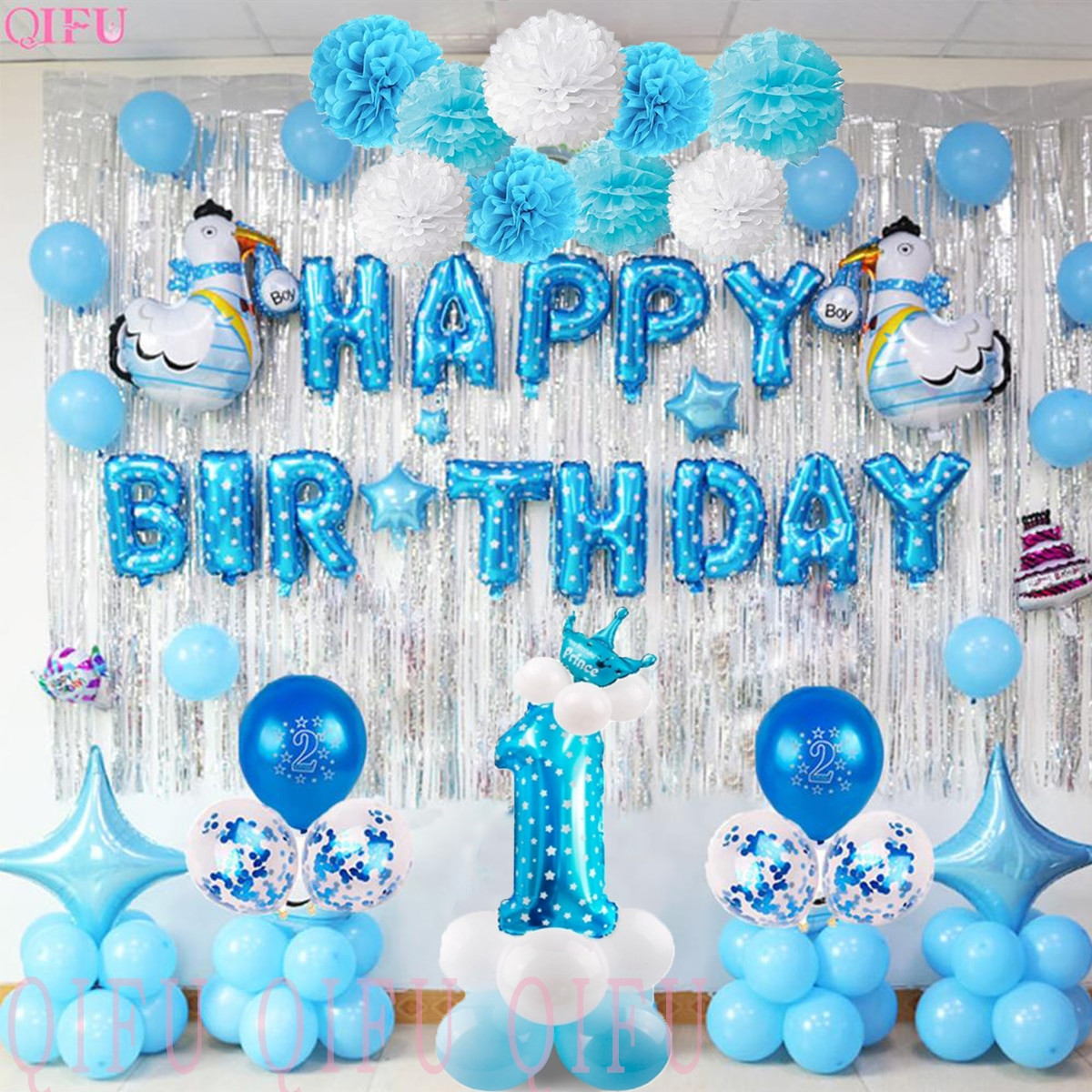 1st Birthday Decoration
 QIFU 1 Birthday Boy 1st Birthday Party Decorations Kids My