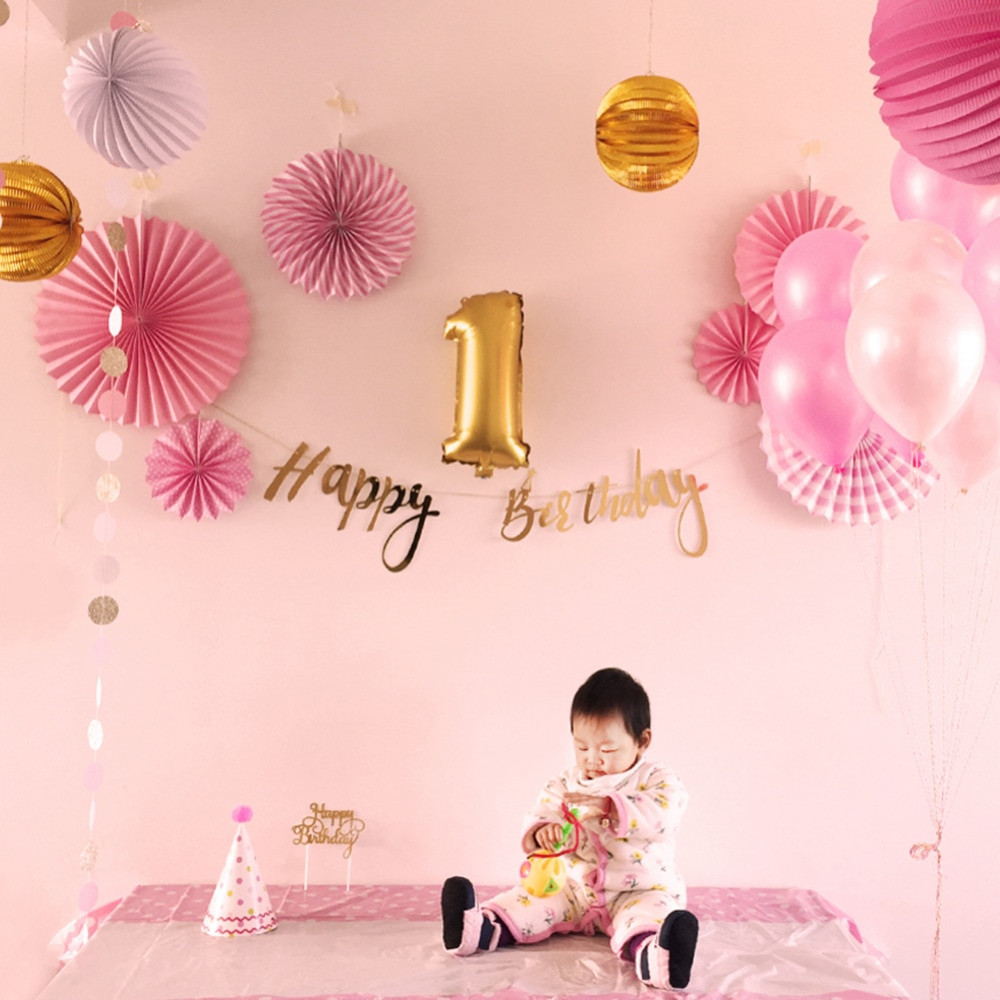 1st Birthday Decoration
 Aliexpress Buy 24pcs Pink Gold First Birthday Party