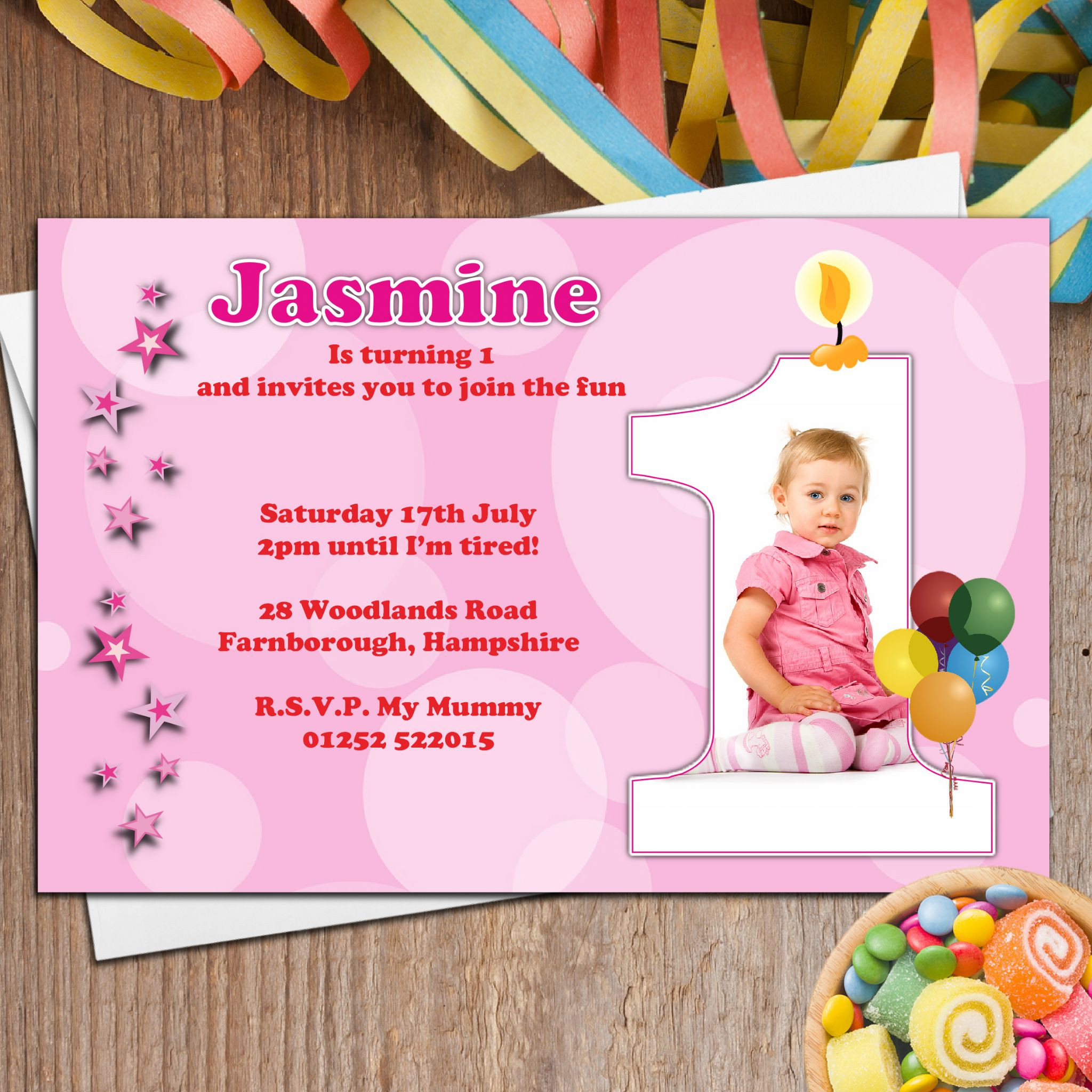 1st Birthday Invitations Girl
 10 Personalised Girls First 1st Birthday Party PHOTO