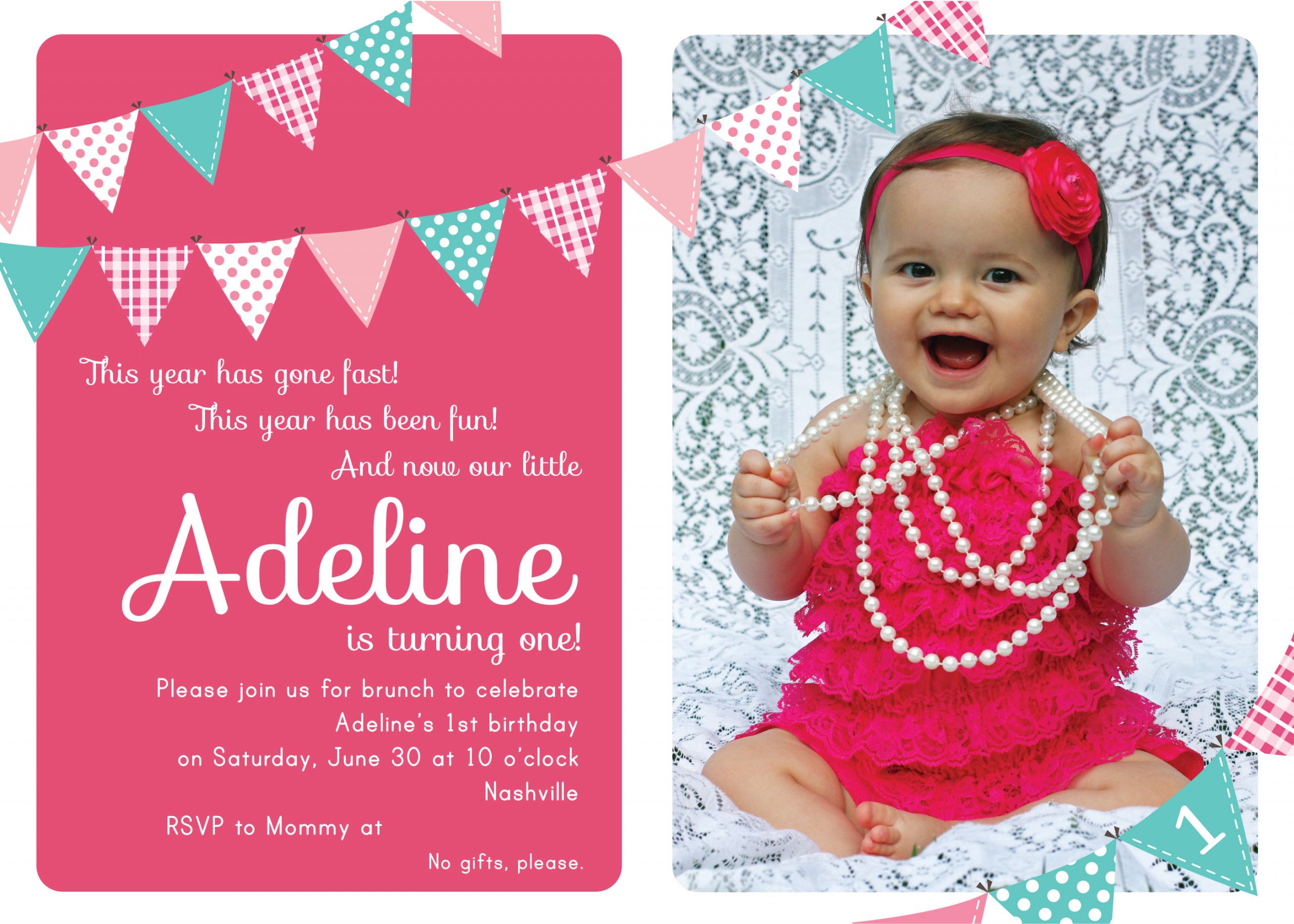 1st Birthday Invitations Girl
 First Birthday Party Invitation Ideas – Bagvania