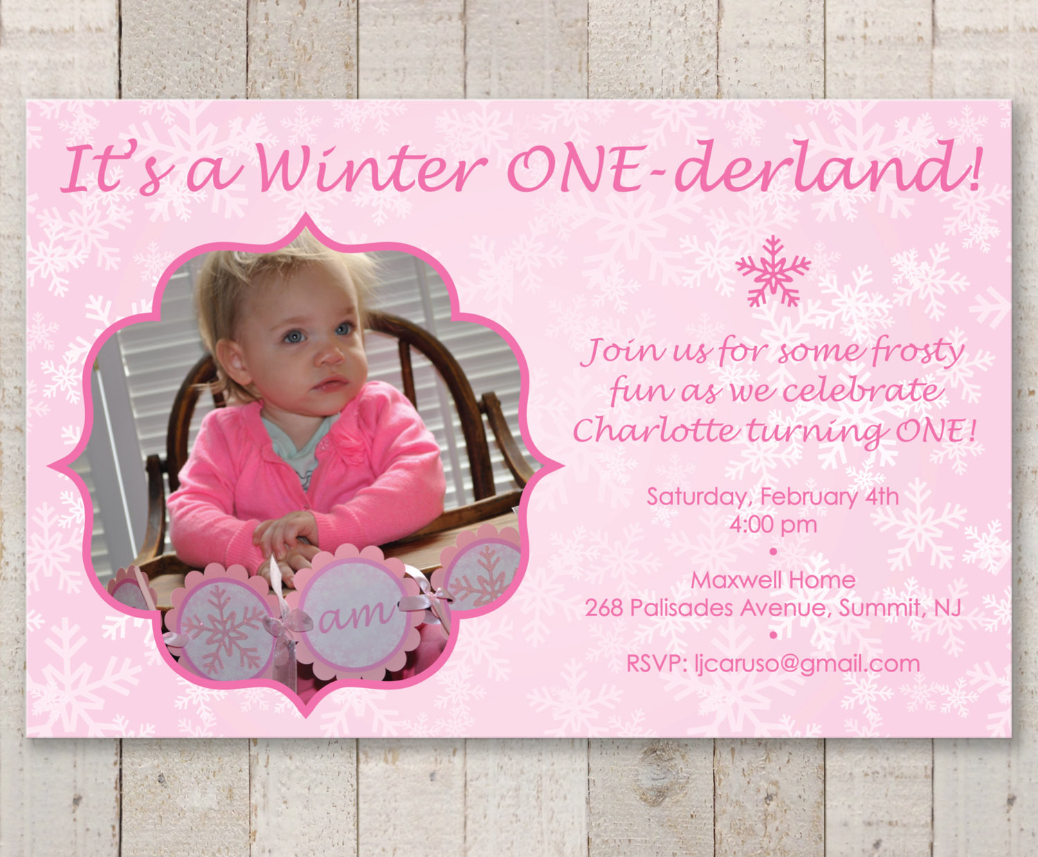 1st Birthday Invitations Girl
 Snowflake 1st Birthday Invitations – Girl Birthday Party