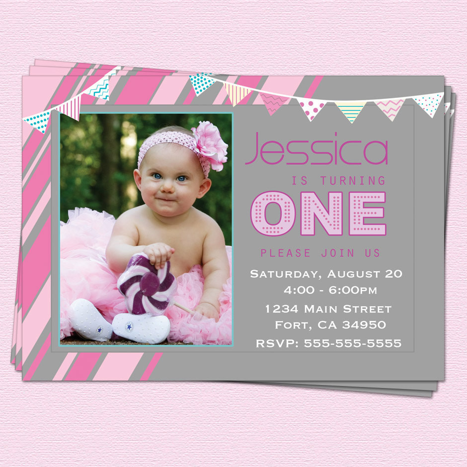 1st Birthday Invitations Girl
 1st Birthday Invitations Girl Modern e Year by CupcakeDream