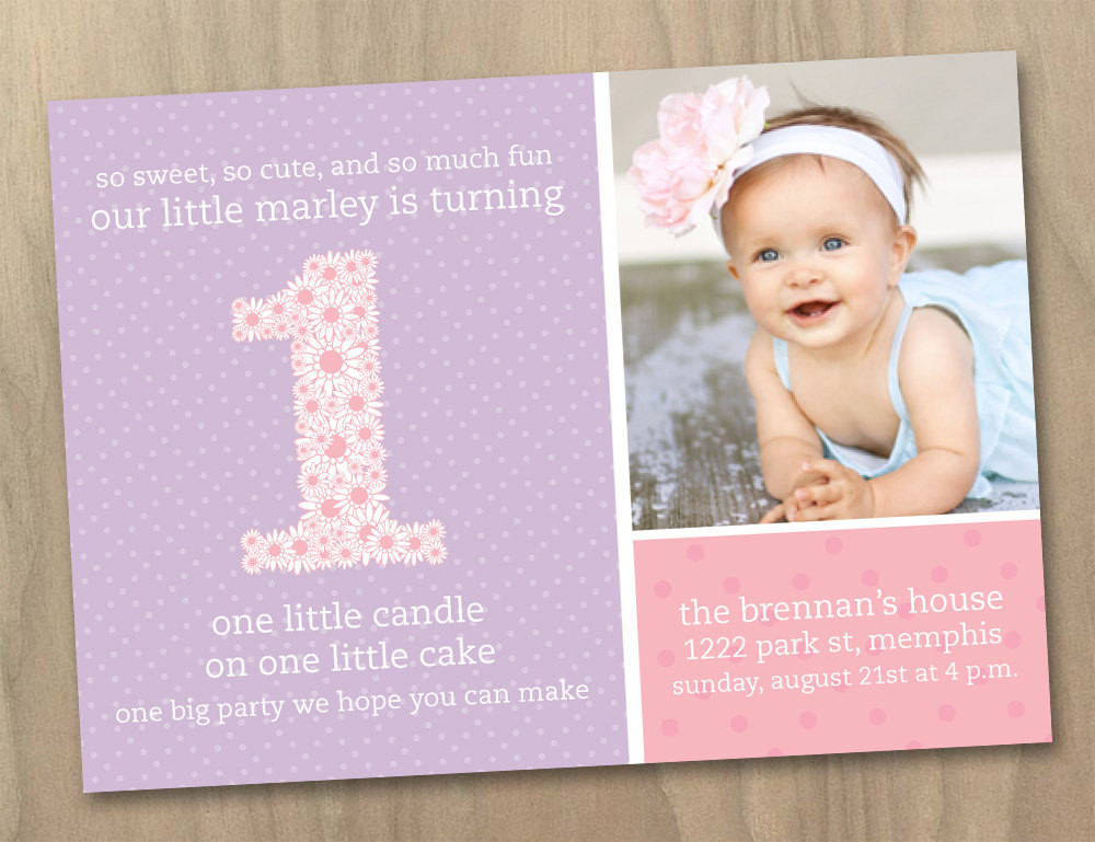 1st Birthday Invitations Girl
 Baby Girl First 1st Birthday Invitation Pink and