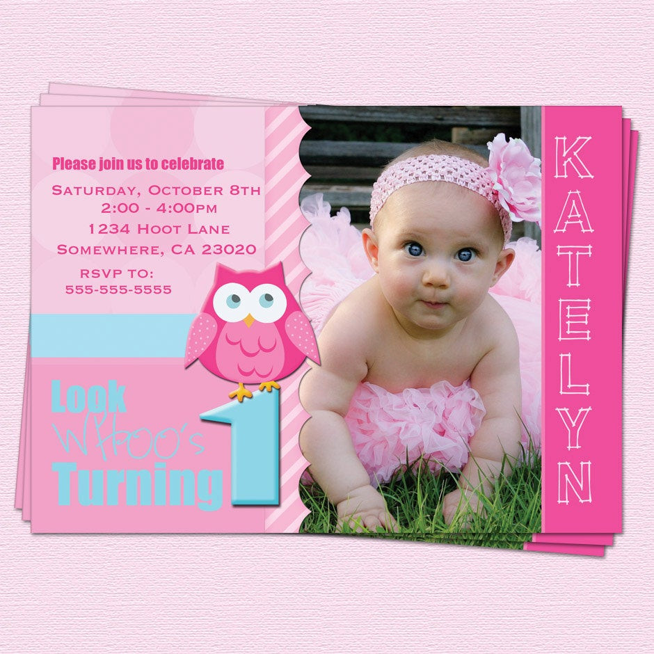 1st Birthday Invitations Girl
 Birthday Owl Invitations Girl 1st Birthday Look by