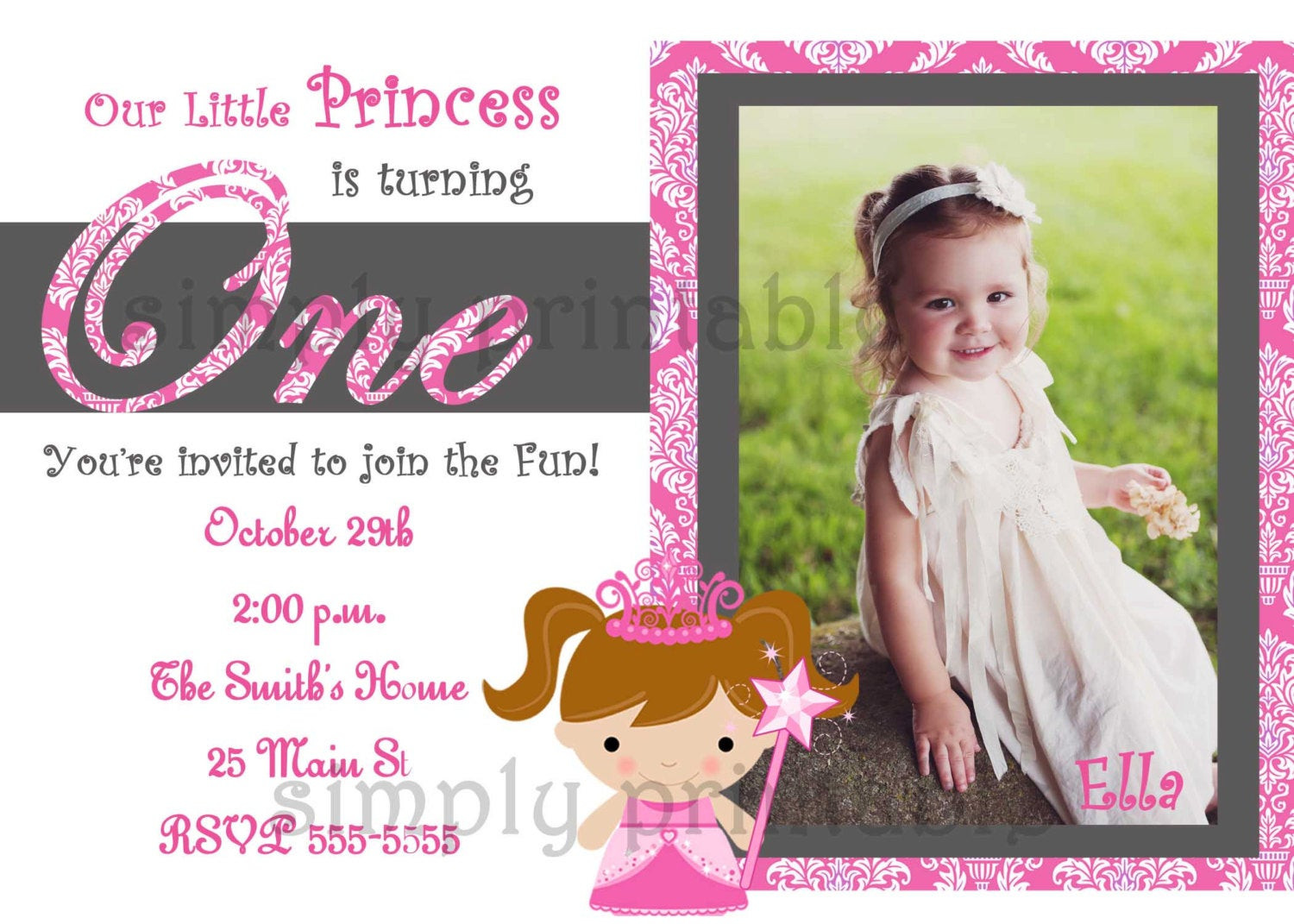 1st Birthday Invitations Girl
 Girls First Birthday Invitation for Princess Party