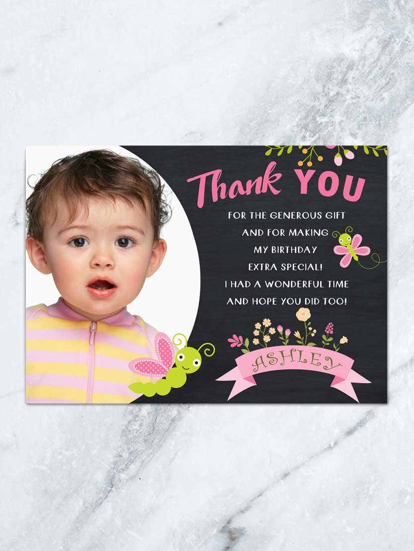 1st Birthday Thank You Cards
 Butterfly Thank You Card Butterfly Birthday 1st Birthday