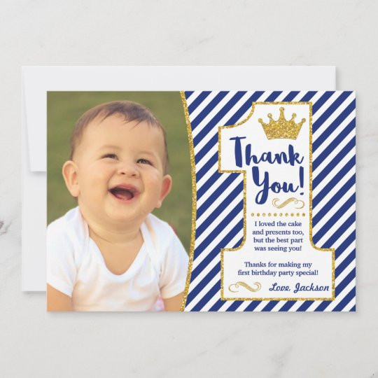 1st Birthday Thank You Cards
 Prince First Birthday Thank You Card