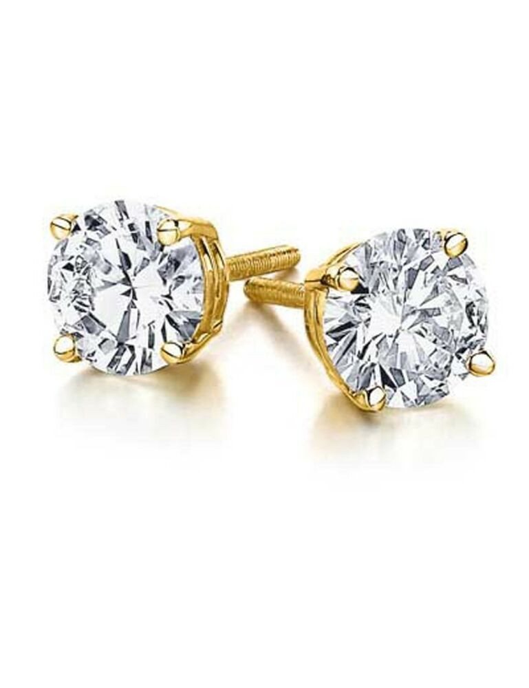 2 Karat Diamond Earrings
 1 2 CARAT 14K YELLOW GOLD AUTHENTIC DIAMOND ROUND CUT