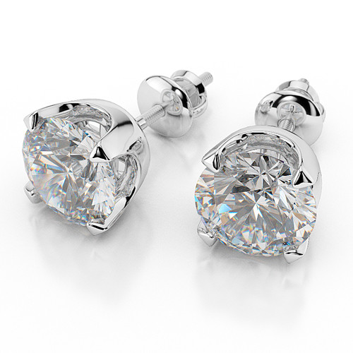 2 Karat Diamond Earrings
 2 Carat Diamond Stud Earrings Round H SI 14k White Gold