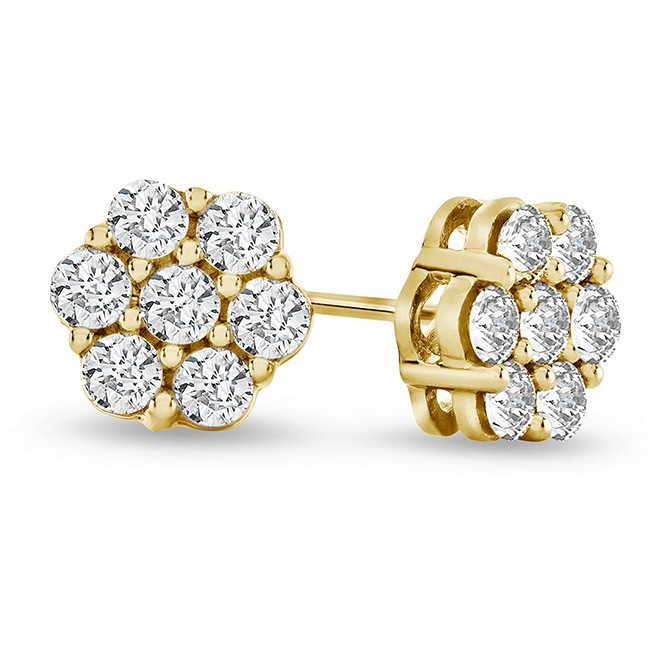 2 Karat Diamond Earrings
 1 2 Carat Natural Diamond Flower Cluster Earrings in 10K