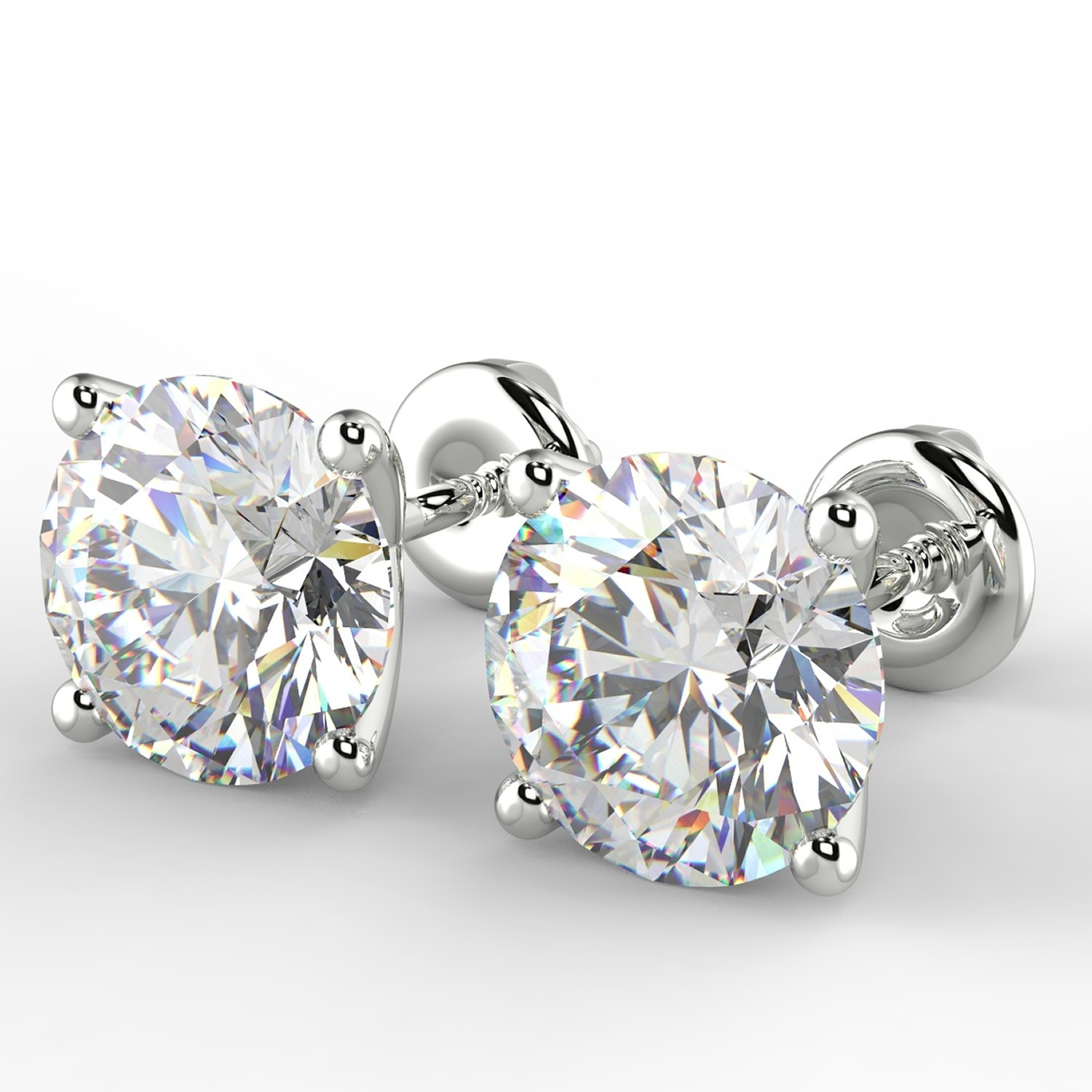 2 Karat Diamond Earrings
 2 07 carat E VVS2 Round Diamond Stud Earrings Set In 14